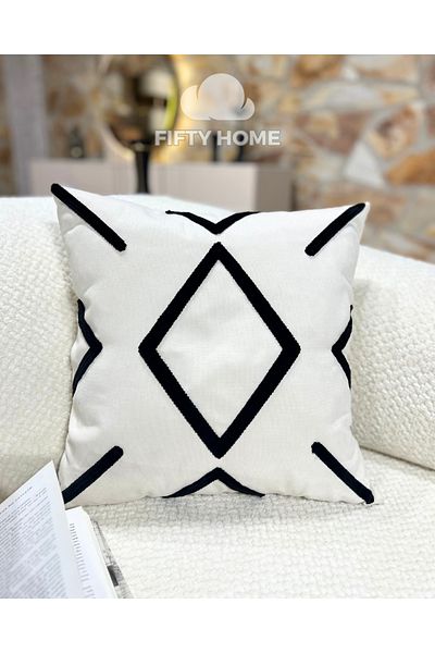 Fifty Husă de pernă Punch |   Motiv geometric |   Alb-crem |   43x43