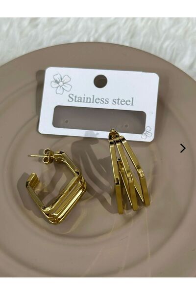 stainles steel Çelik Gold Küpe
