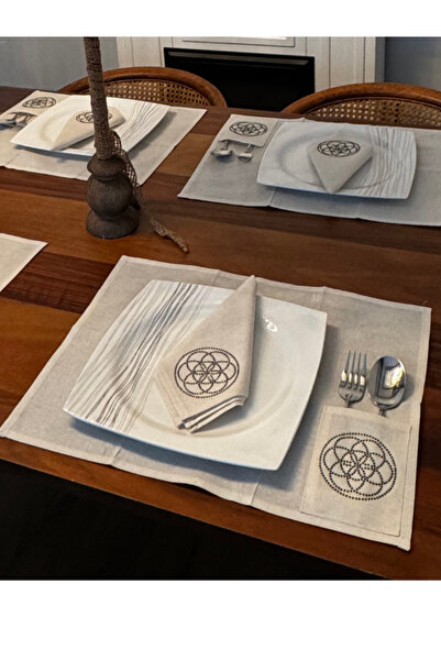 Menar Tasarım Σετ χαρτοπετσετών με κεντημένο σχέδιο "Flower of Life" για 2 άτ...