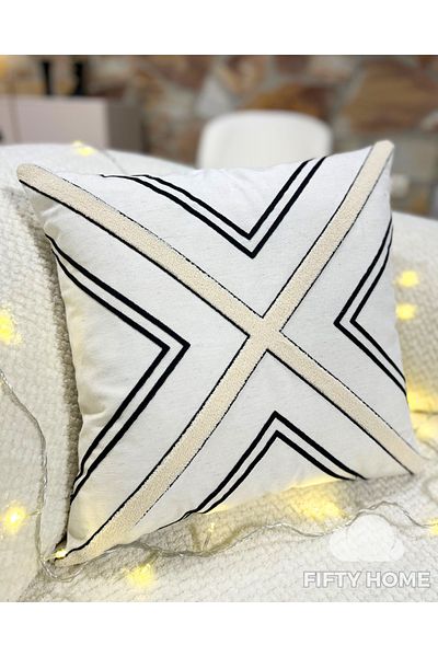 Fifty Husă de pernă Punch |   Motiv geometric |   Alb-crem |   43x43