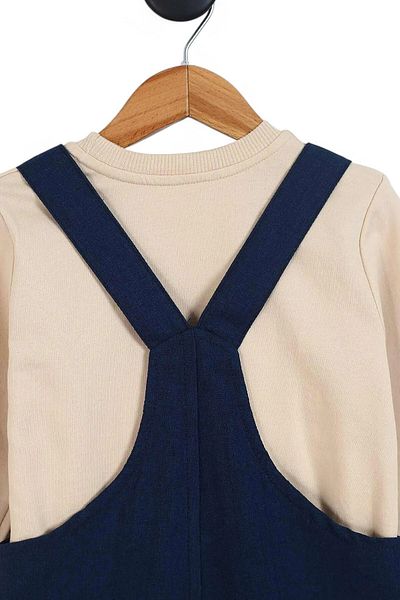 Ege Bebek Boy 3-4-5-6-7 Years Old Linen Salopet Jumpsuit and Underwear Badasi