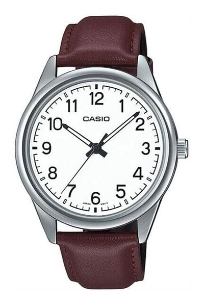 Casio ساعة يد رجالية مضمونة بسوار رمادي اللون بني
