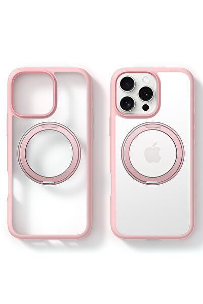 TORRAS 360° Rotatable MagSafe Case for iPhone 16 Pro Max, Military-Grade, Stand, Ring Holder, Pink