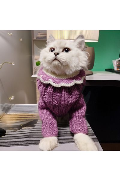 Lady Fify Fisherman's Luminous Purple Jumpsuit with Collar Gift for Cat Dog
