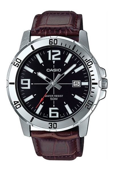 Casio Men's Wristwatch with Case Gray Cord Brown Color Guaranteed
