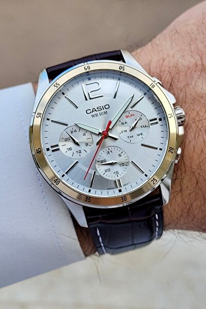Casio Deri Kordon Gümüş Renk Erkek Kol Saati