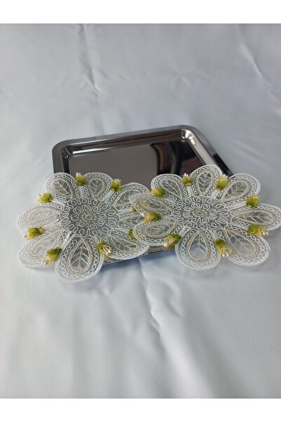 KELEBEKHOME Sunum mendili taşlı tül ve el işçiliği 2 adet