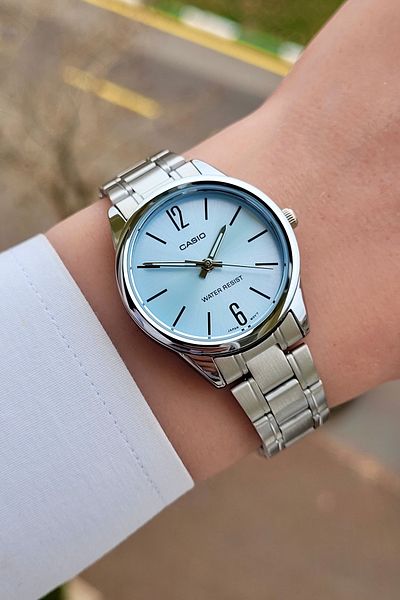 Casio Steel Dial Blue Band Gray Color Guaranteed Women's Wristwatch