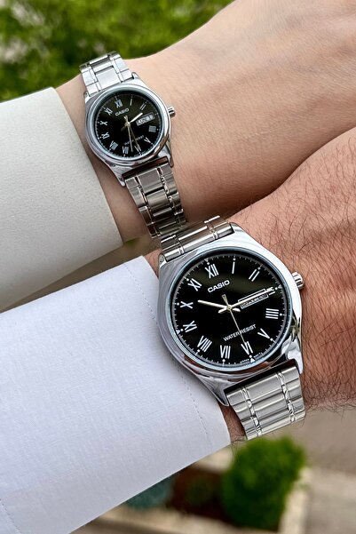 Casio Kadranı Siyah Kordonu Gri Renk Garantili Sevgili Çift Kol Saati