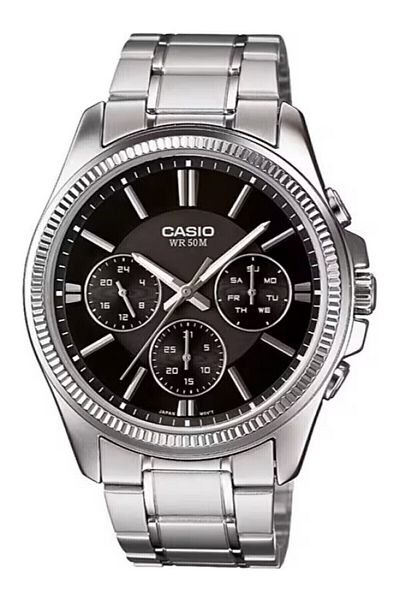 Casio Men's Wristwatch with Black Dial Cord Gray Color Guaranteed