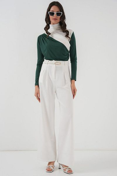 MRA Fashion 940 Gather Detailed Sandy Blouse - Emerald Green