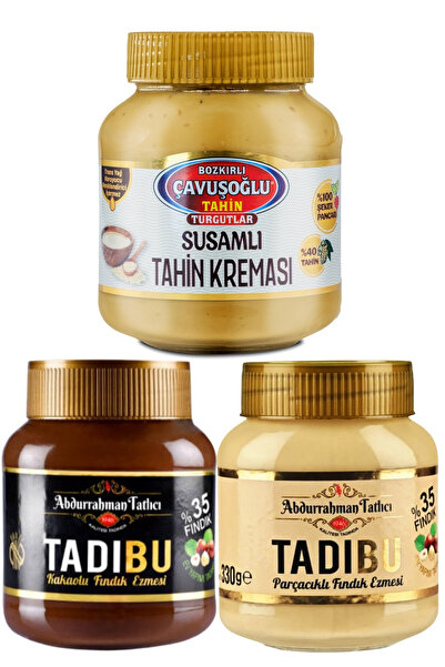 Abdurrahman Tatlıcı Susamlı Tahin Kreması 330g + Tadıbu 330g + Tadıbu Fındık Kreması 330g