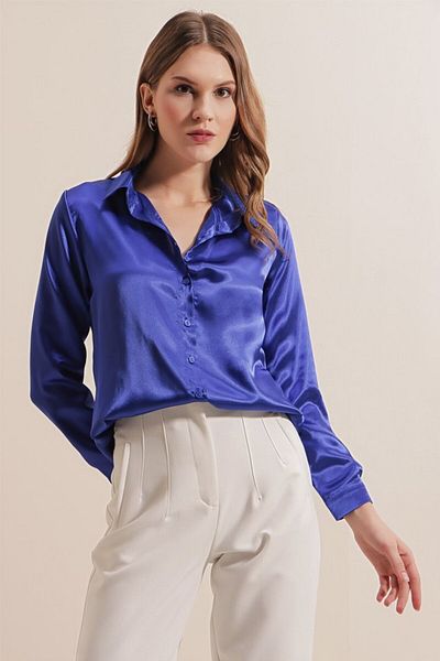 modaserdem    3964 Lightweight Draped Satin Shirt - Saks