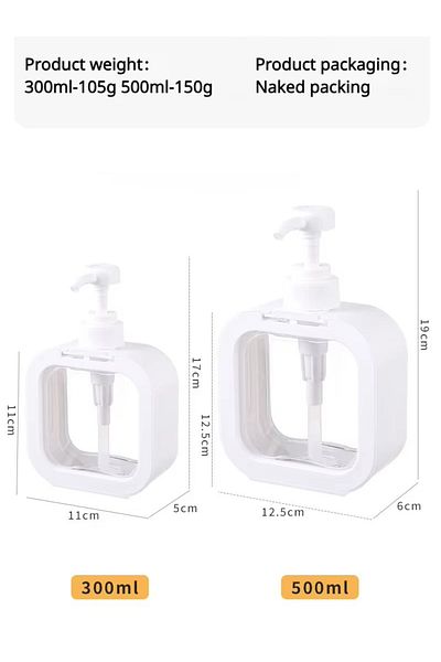 MUKKO HOME Σετ 2 500ml και 300ml Πάγκος Ορθογώνιος Διανομέας Υγρού Σαπουνιού Σετ 2 – Κομψό και πρακτικό σχέδιο!