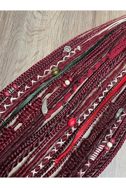 Selin Bengi 25 Prong Rasta Mix African Braided Buckle - Red & Dark Red