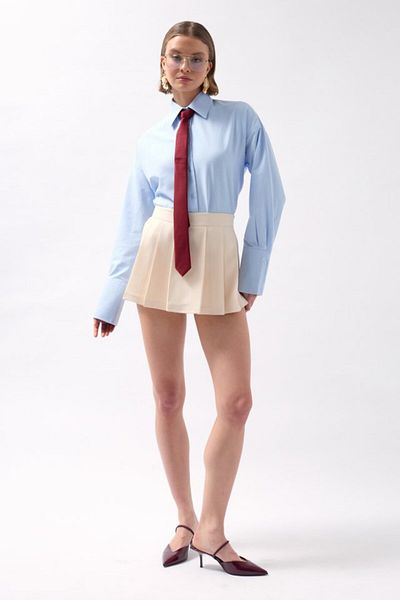 modaserdem    Pleated Mini Shorts Skirt
