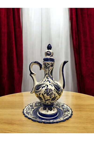 STORESZA El Yapımı Kütahya Çinisi Narin İbrik Vazo Seti - (25cm vazo ve 18cm ...