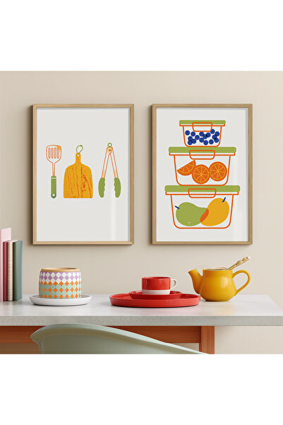 DES VU PRINT 2'li Mutfak Temalı Çerçevesiz Poster