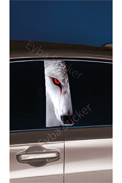 EYBA STİCKER Araç Kapı Direk Kaplama Folyosu beyaz kurt Desenli DRK24 (Sağ Sol Takım) (2 Adet) - 22x50 Cm