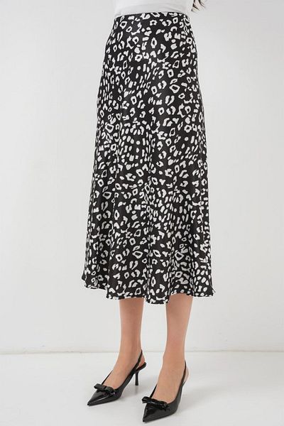 TUA MODA Tua Moda Black and White Patterned Satin Skirt 15806