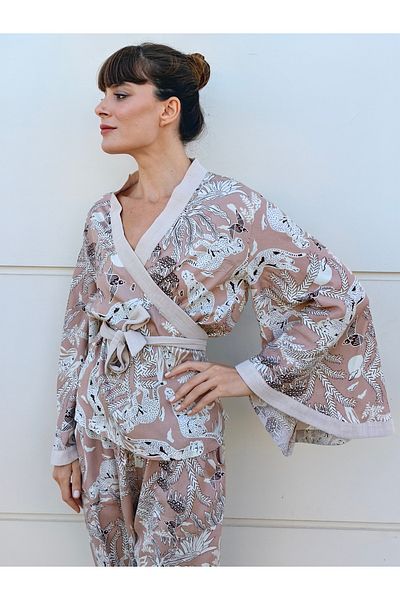 Su Koleksiyon Fujı kimono Pants Set - Boho Style Stylish Design