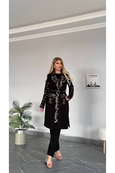 Bella Belluci New Season Long Vest Stone Trock Print Stylish Set