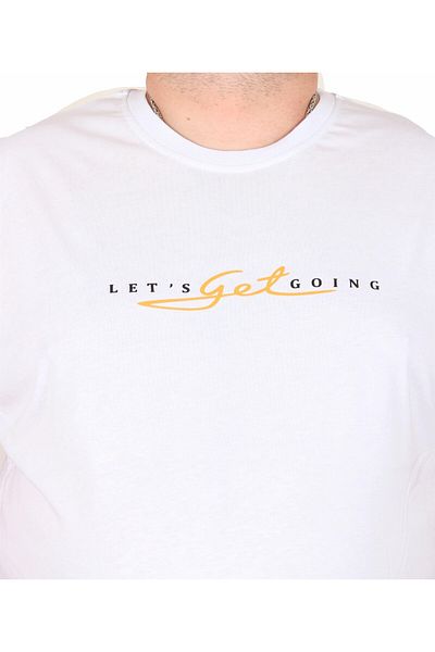 MocGrande Men's Plus Size Crew Neck T-Shirt Lets Get Going 25175 White