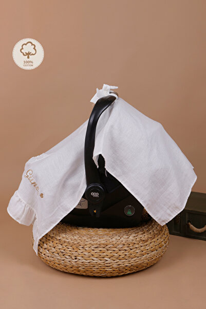 JUNİPERUS Kişiye Özel Fırfırlı İsimli Müslin Puset Örtüsü İstenilen İsimi Yazıyoruz