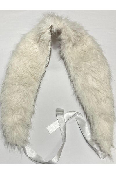 karantuhafiye Fur Collar / Collar Fur Tie / Soft Fur / Snap Collar Cream