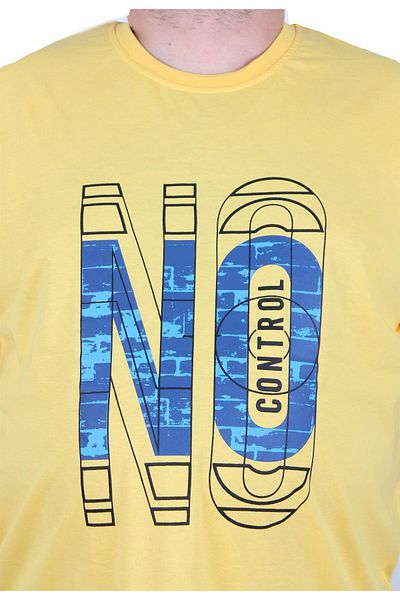 MocGrande Men's Big Size Crew Neck T-Shirt No Control 25172 Yellow