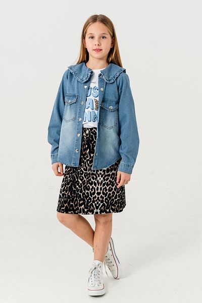 GİYİCEM TEKSTİL Girl Collar Fırsal T-Shirt Double Set