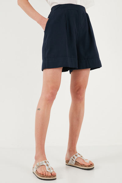 Lela Βαμβακερό σορτς με λεπτομέρεια ραφής με ψηλή μέση 668YP4921