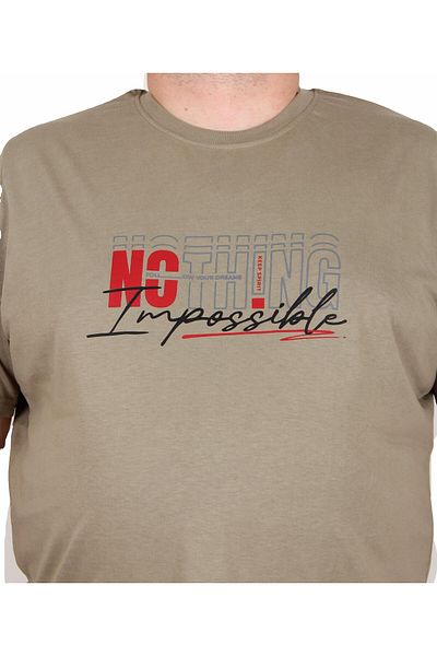 MocGrande Plus Size Men's Crew Neck T-Shirt Khaki 25169