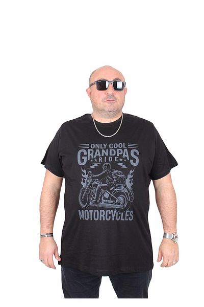 MocGrande Men's Big Size Crew Neck T-Shirt Only Cool 25177 Black