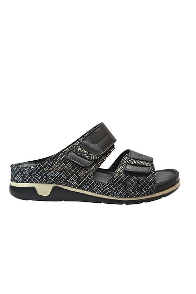 Beety 419-17 Papuci de mama pentru femei, ortopedici, anatomici, din piele naturală, negru