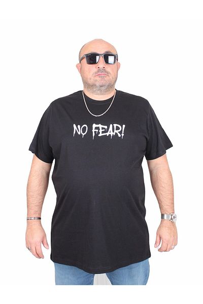 MocGrande Men's Plus Size Crew Neck T-Shirt No Fear 25143 Black