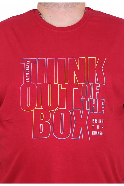 MocGrande Men's Plus Size Crew Neck T-Shirt Think Out Box 25163 Maroon
