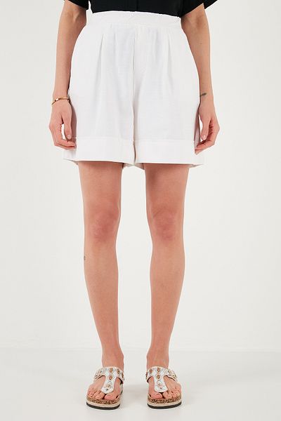 Lela Cotton Standard Fit High Waist Stitching Detail Shorts Shorts 668Yp4921