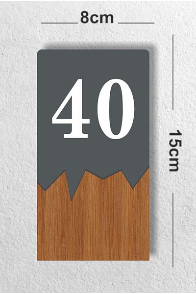 zafrakreklam Vertical Metal Composite - Wooden Apartment -Flat Hotel Office Door Number Anthracite - Door No 40