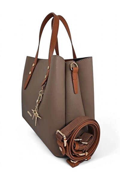 Evident Mink&Tan Adjustable Special Cross Strap Women's Handbag with Removable Accessories