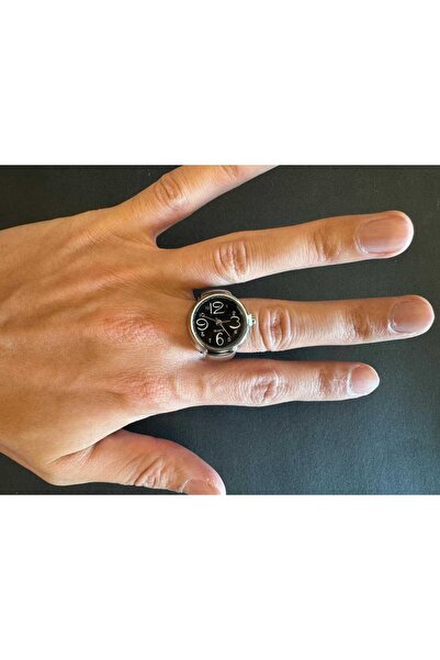 Bozhi Yüzük Saat, Siyah - Gümüş Kadran Parmak Saat, Minik Yüzük Saat, Gerçek ...