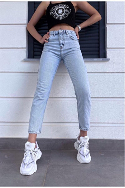 sion jeans Julia Milano Yeni Sezon Lara Yıldız Cindy Mona Mavi Kar yıkama Mom Jean Kadın Boyfriend