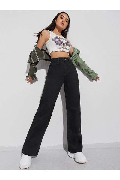 sion jeans Julia Milano (Aşk) Dragoste 90's Hot Femeile Mele Negre material elastic Super talie înaltă Casual Jean (NOU)