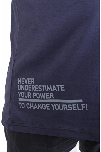 MocGrande Men's Big Size Crew Neck T-Shirt Believe 25157 Navy