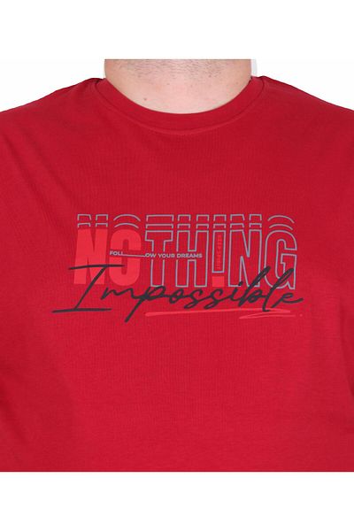 MocGrande Tricou bărbați cu gâtul în formă de mare mărime imposibil 25169 MAROON