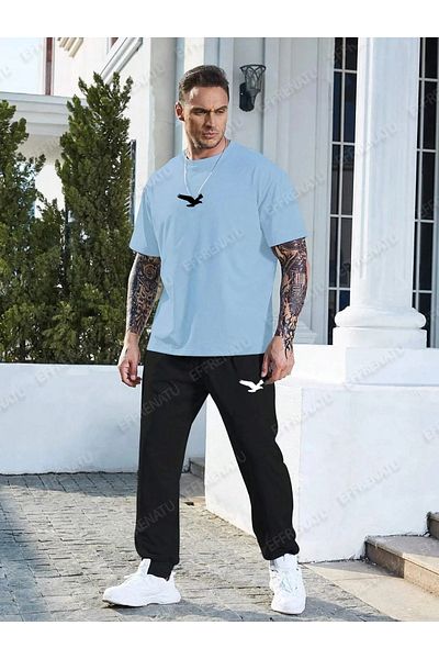 EFFRENATU Set imprimat cu design modern, tricou și pantaloni, mărimi mari
