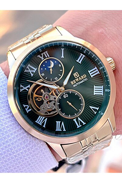 Reward Gold/Green Automatic Mechanism Steel Band 5 Atm Water Resistant Men's ...