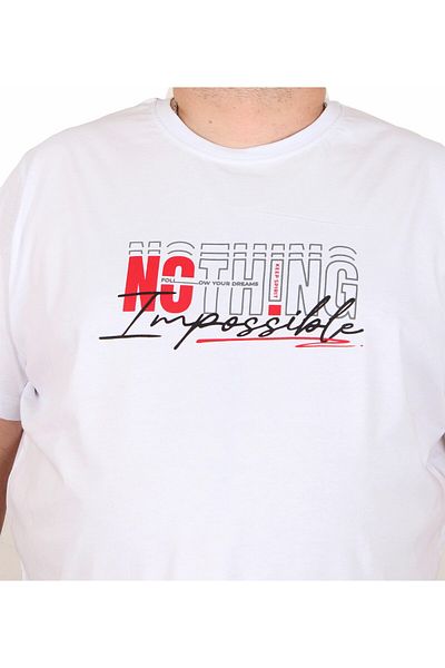 MocGrande Men's Oversize Crew Neck T-Shirt Impossible 25169 White