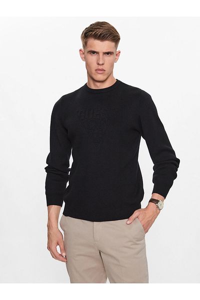 Guess Ανδρικό πουλόβερ με ανάγλυφο λογότυπο Victor Ls Cn