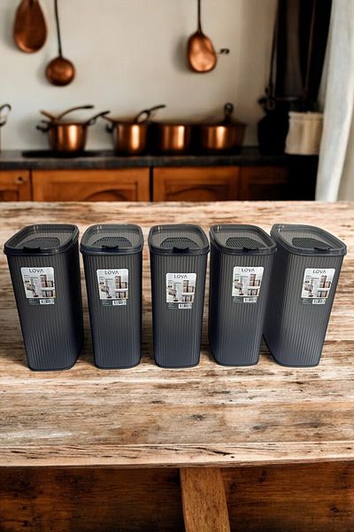 Hesaplı Kasa Food Storage Container 4 Lt, Anthracite, Set of 5